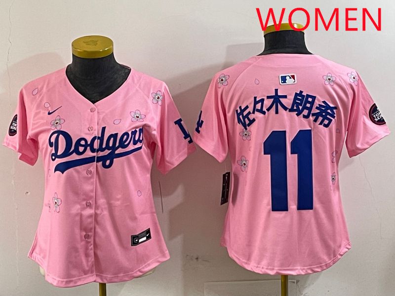 Women Los Angeles Dodgers #11 R.Sasaki Pink Sakura Edition 2025 Nike MLB Jersey style 10